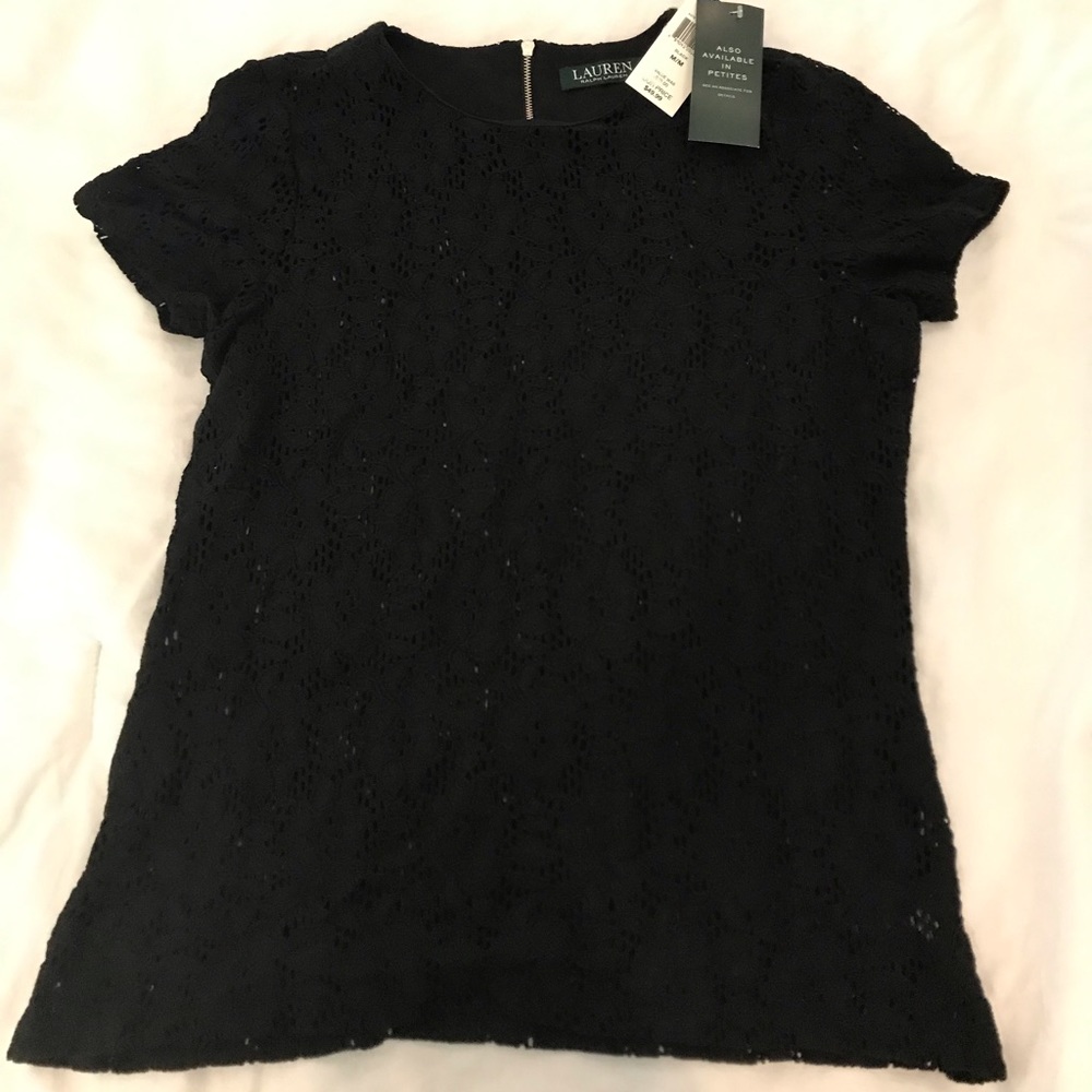 Women’s Lauren by Ralph Lauren black lace top - Picture 2 of 6